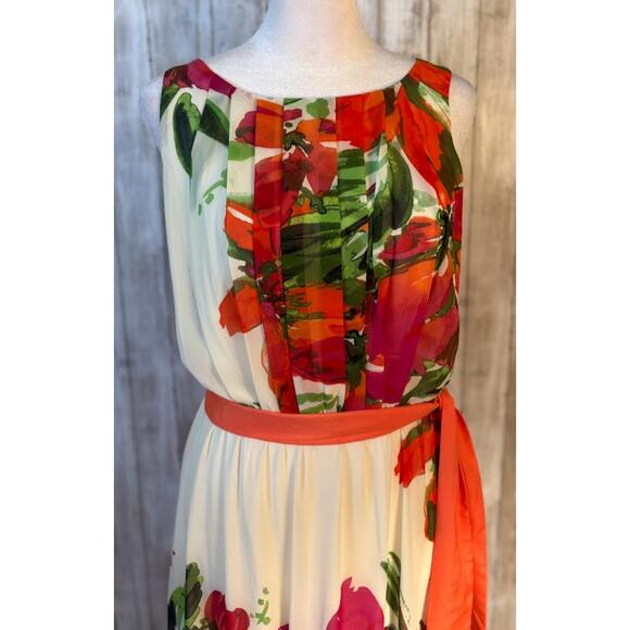 Eliza J Tropical Floral Chiffon Maxi Dress - Size 4 - Picture 3 of 7